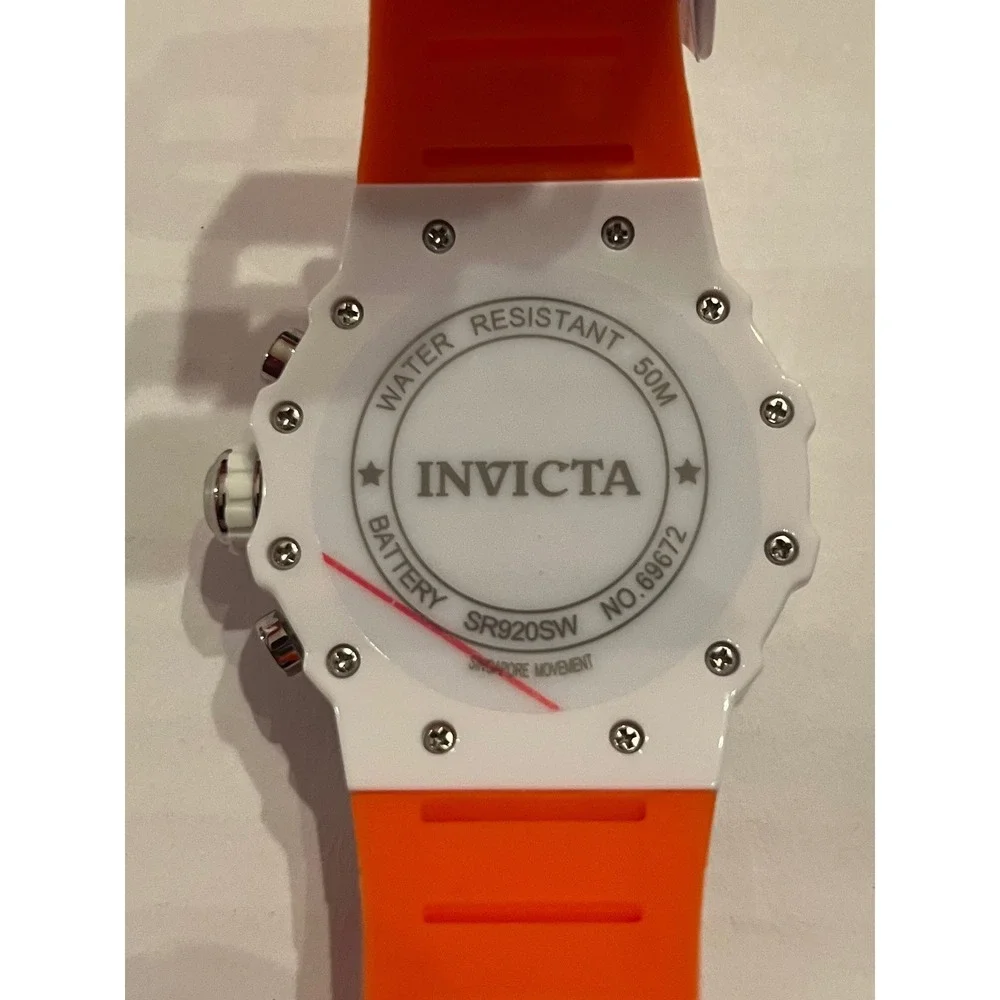 Invicta Racing Vaulthan 44 mm Orange Silicone Chronograph Black Dial Watch 69672